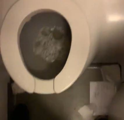 A passenger has filmed the gross conditions of a Ryanair toilet during a flight to Alicante