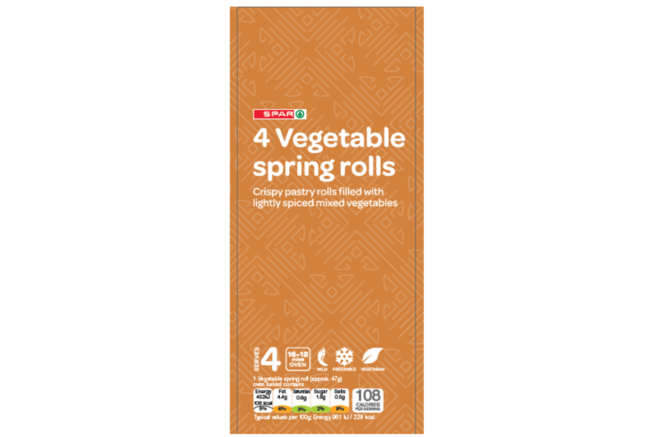  Spars vegetable spring rolls have been made with milk which isnt declared on the labelling