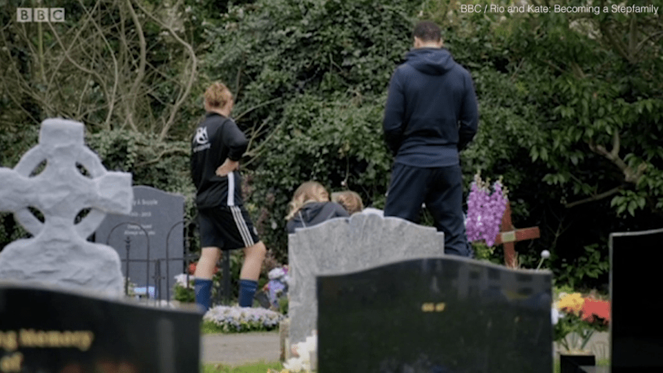  Kate comforted her stepdaughter as she sobbed at her mother's grave