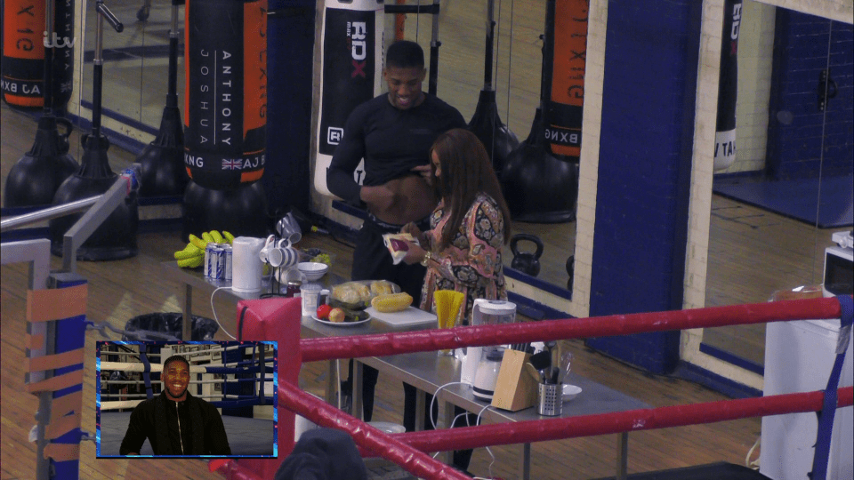  Anthony Joshua asked Yvette to grate the cheese on his abs