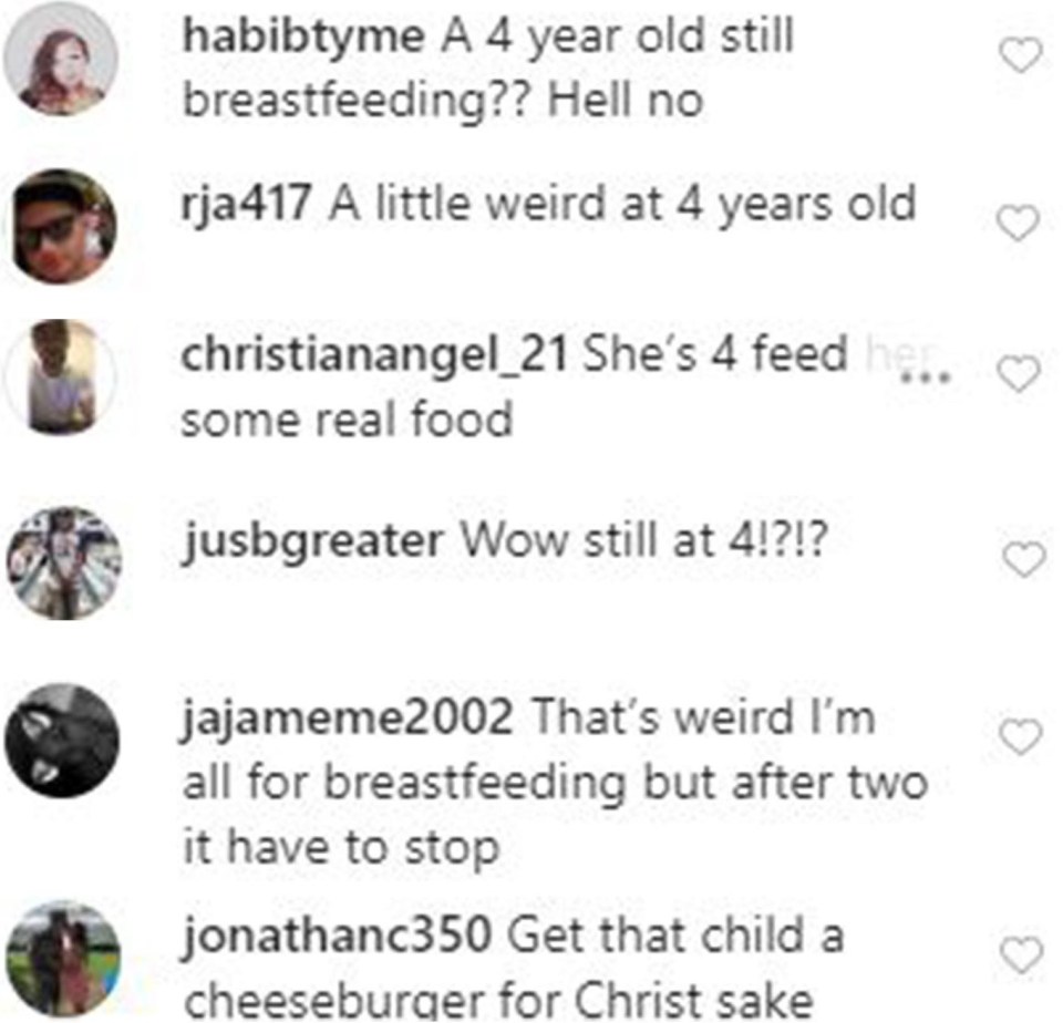 People claimed breastfeeding a four-year-old was 'weird'