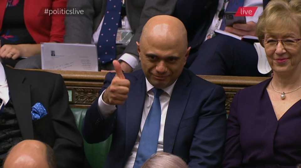  Sunak's predecessor, Sajid Javid, gives him the thumbs up