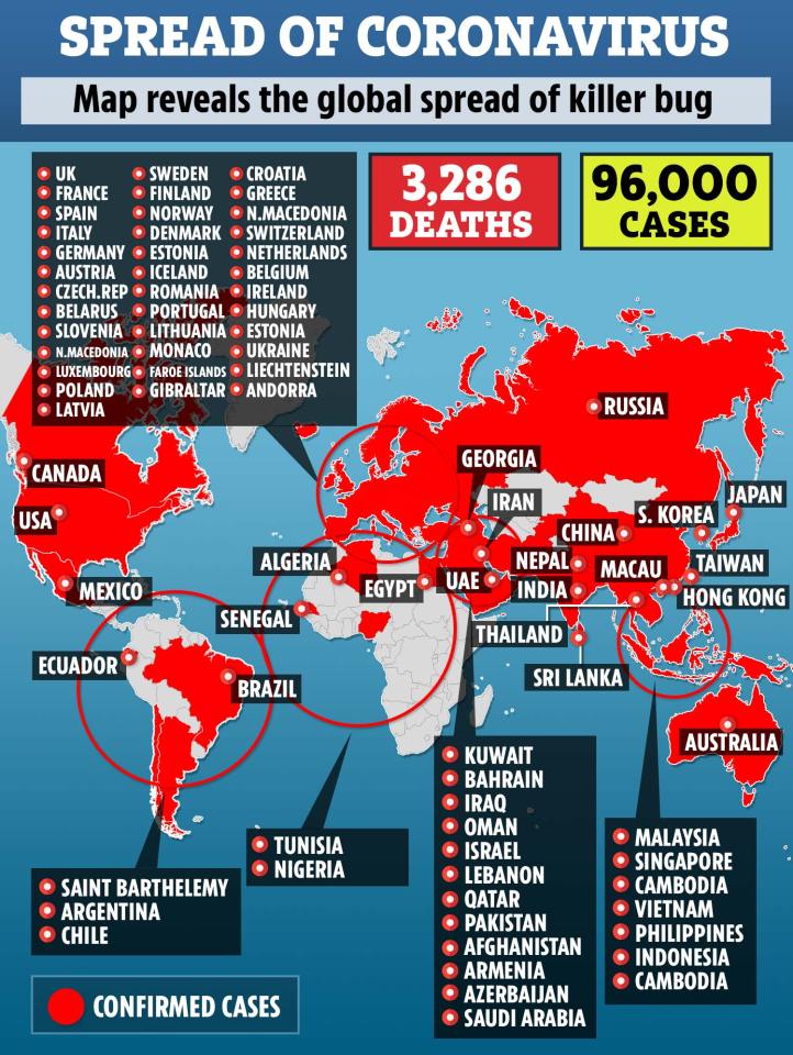  How the coronavirus has spread across the world