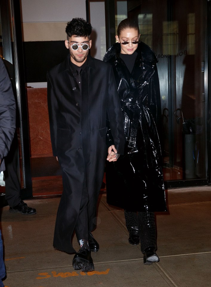  Zayn Malik and Gigi Hadid love the Matrix-inspired look with round glasses and shiny, long coats