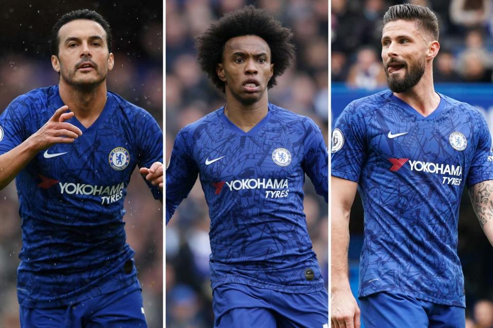  Pedro, Willian and Olivier Giroud are all at risk of being released by Chelsea in the summer with their contracts up