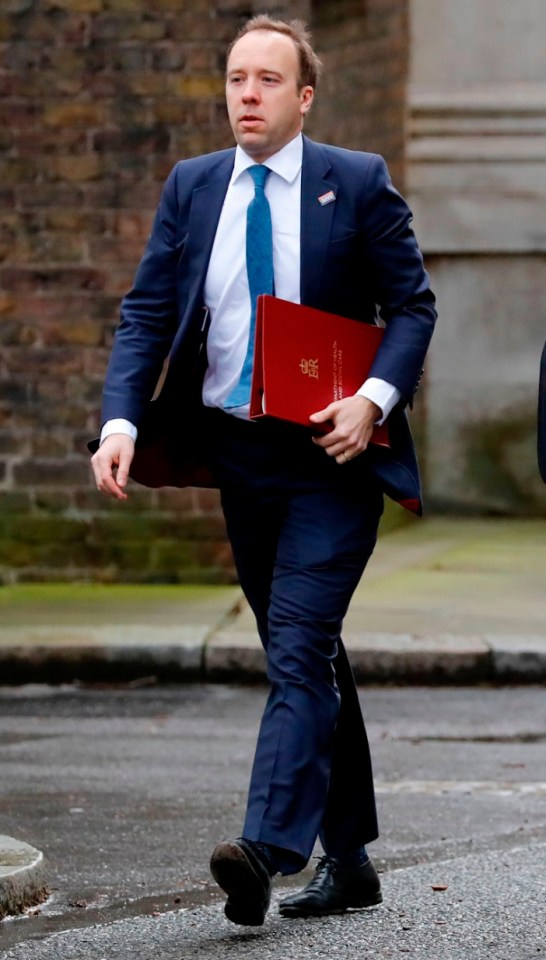 Britain’s Health Secretary Matt Hancock arrives for the Cobra meeting