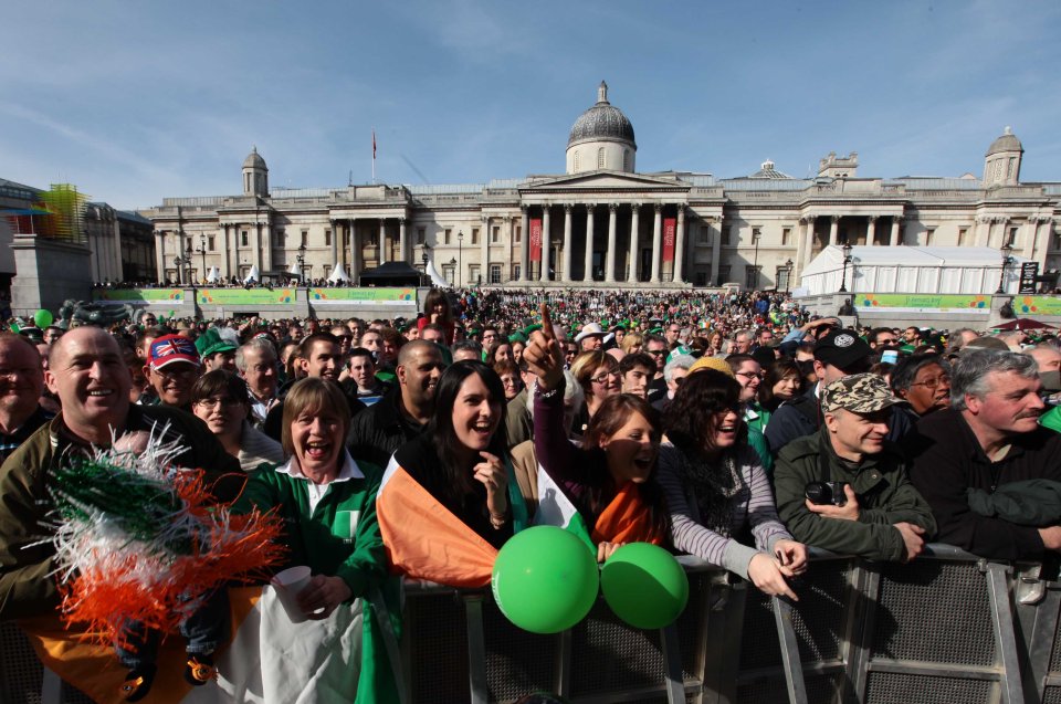  The St Patrick's Day parade in London goes through Trafalgar Square