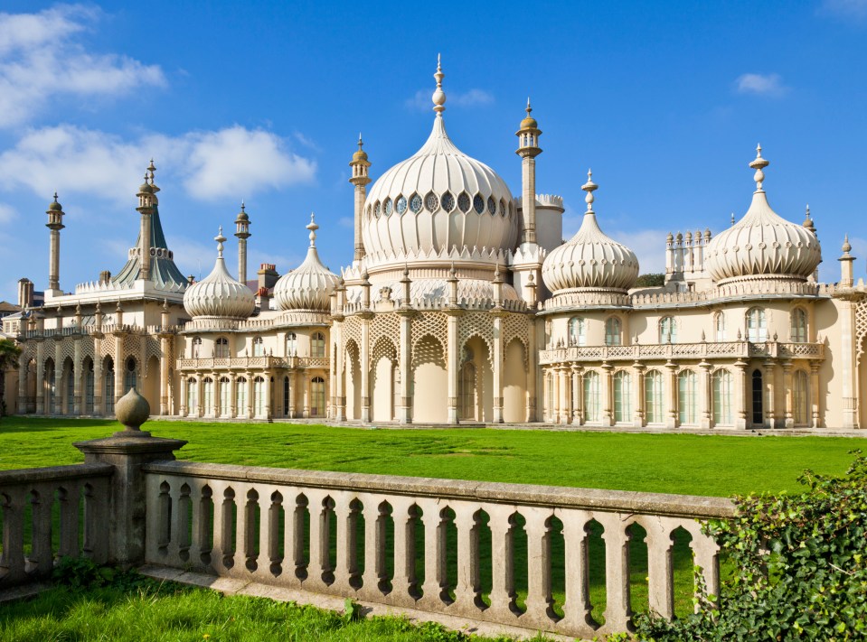  The outside of Brighton Pavilion features creamy-white, oriental-style turrets and pillars and the inside is even more ornate