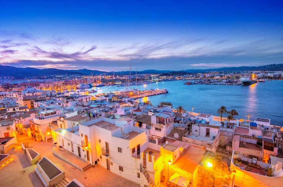  Ibiza Old Town and Harbour at dusk