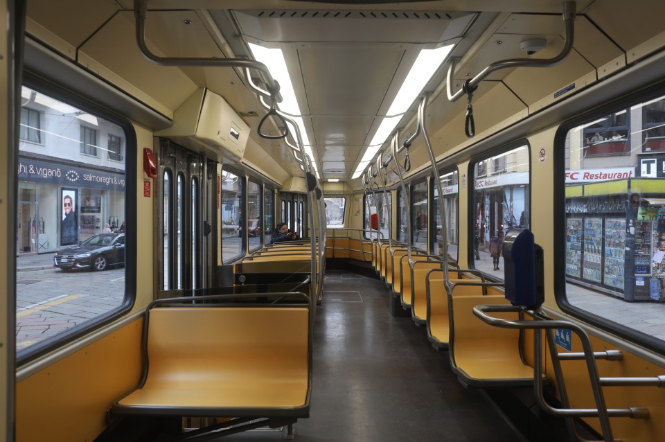 Public transport in Milan was deserted as people seek to avoid the coronavirus