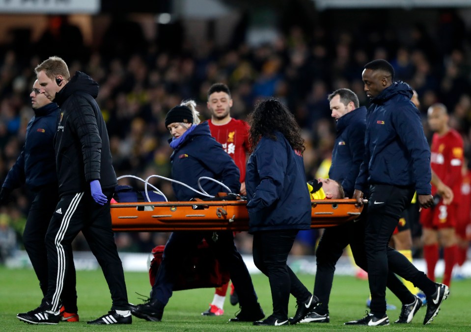  The Watford star was carried off the pitch on a stretcher