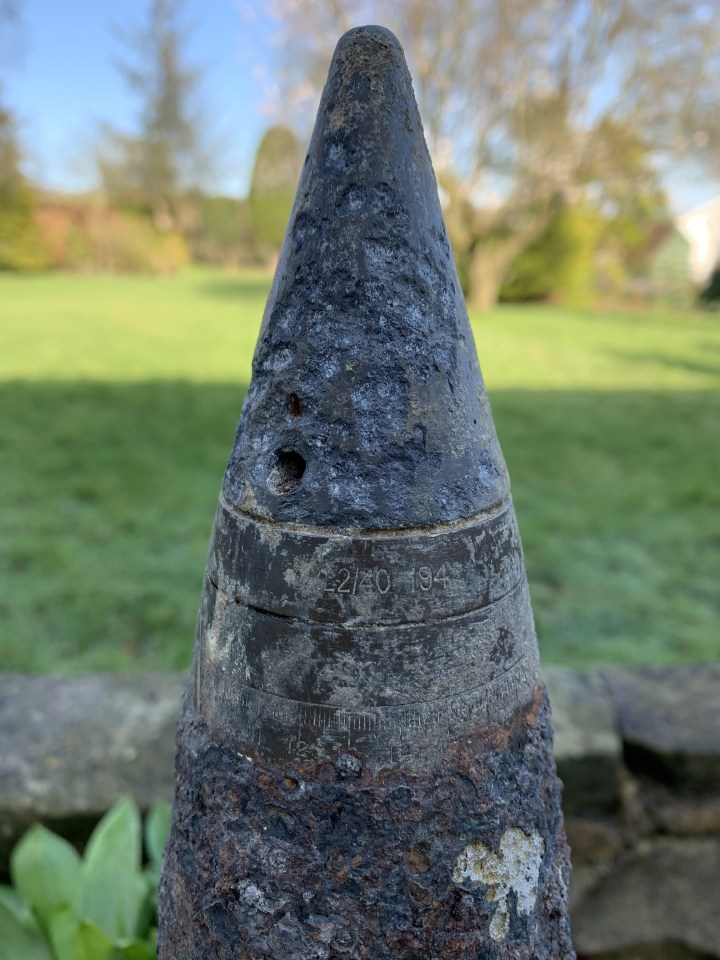  The uncovered bomb still contains it's original inscriptions