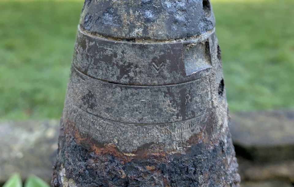  The uncovered bomb still contains it's original inscriptions