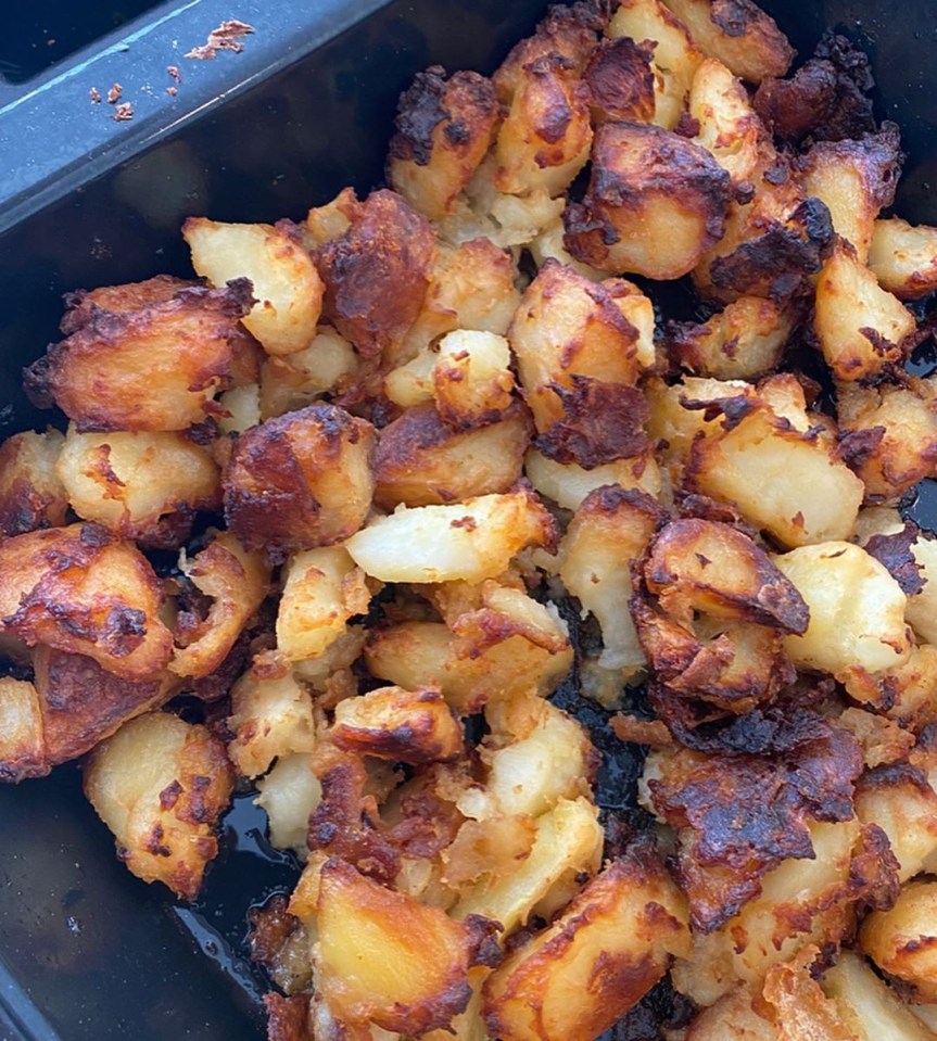  The reality star posted a close-up of her roasted potatoes