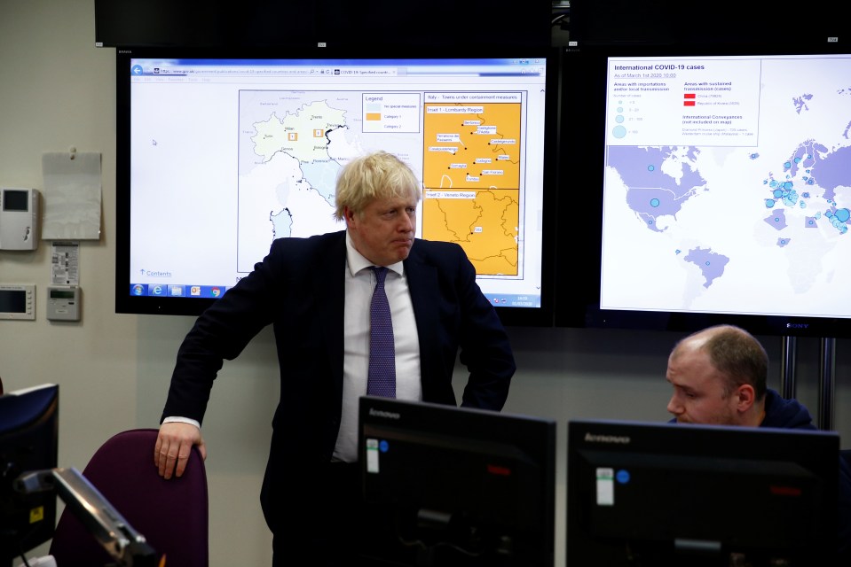 Boris Johnson visits the command centre at the Public Health England National Infection Service