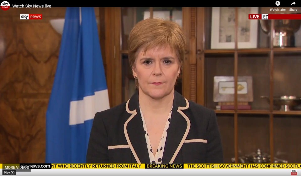 Nicola Sturgeon appears on Sky News after the first confirmed case of coronavirus in Scotland