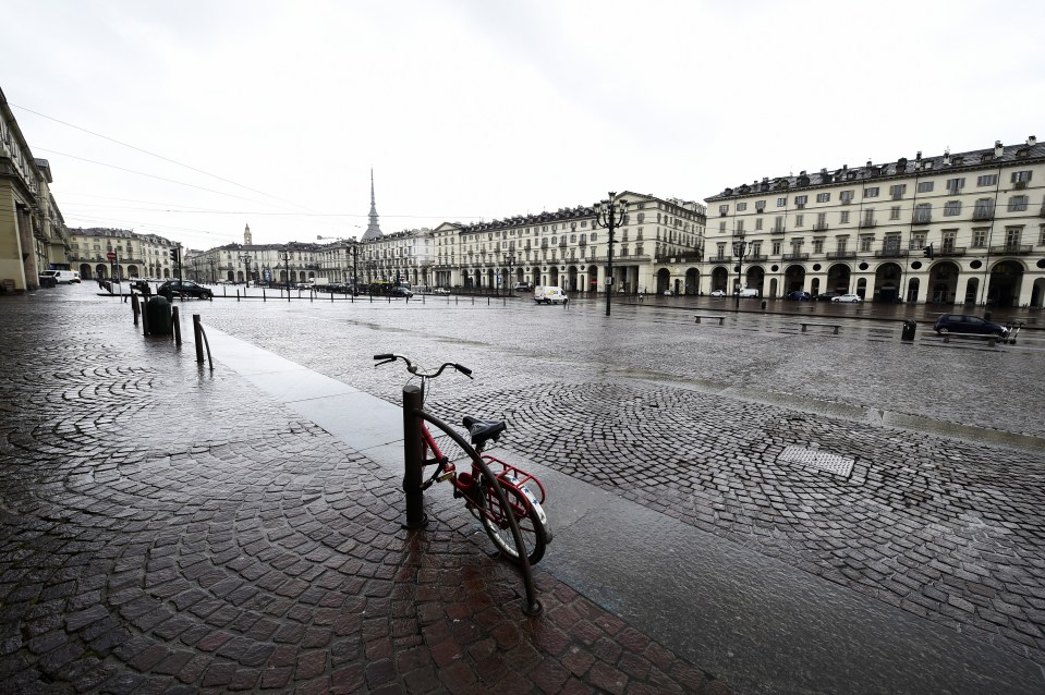  Vittorio Veneto square in Turin has been left deserted following the coronavirus outbreak in Italy