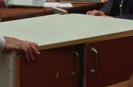  The box where Gabriel was forced to sleep in was shown at their trial