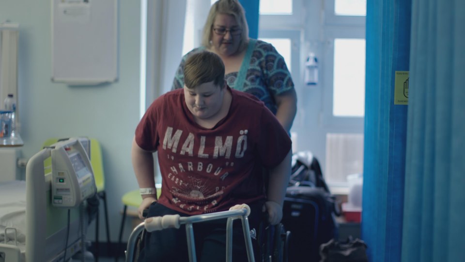  Sue, pictured with Harry, says she didn’t realise he was overweight until his hip collapsed