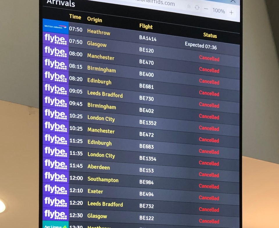  FlyBe planes were grounded after the news