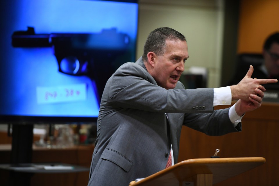  Prosecutor John Lewin during the second day of opening statements of Durst's murder trial at the Airport Branch Courthouse in Los Angeles yesterday