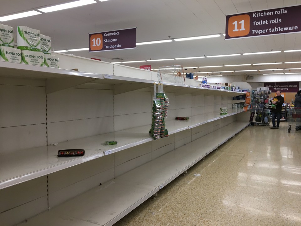 Empty shelves in supermarkets as panic grips the UK