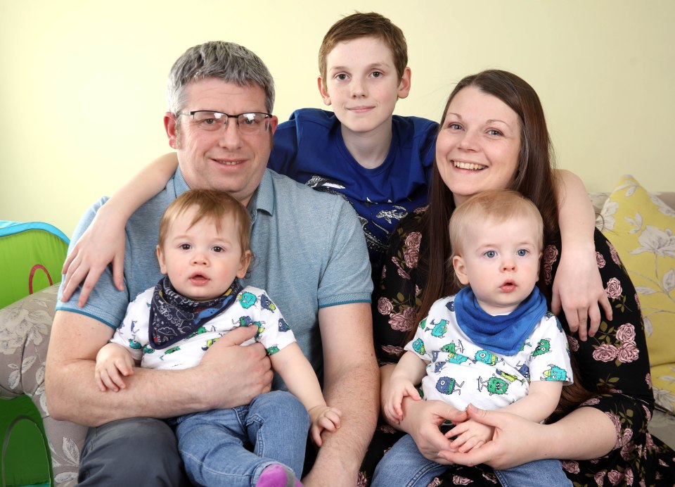  Beccie and Ben with Ollie, 11, and one-year-old twins Cooper and Austin