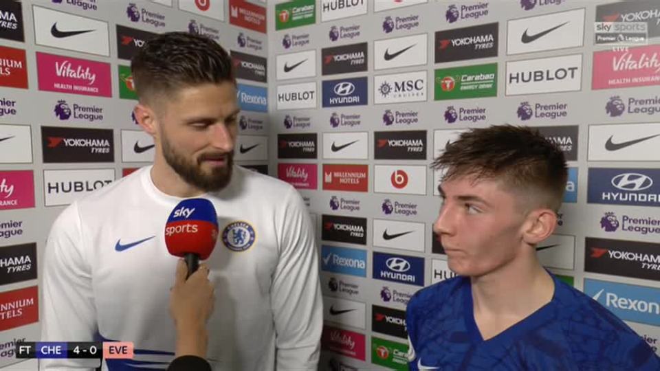  Olivier Giroud looked at Billy Gilmour 'like a proud dad' after Chelsea romped past Everton