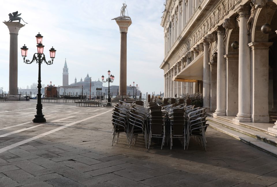  A completely empty San Marco Square, in Venice