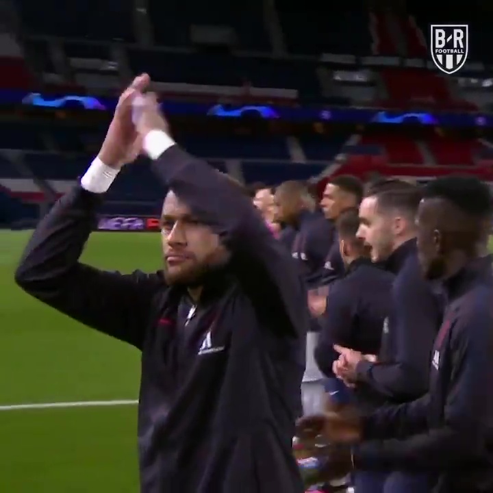  Neymar applauded an empty stadium before PSG's Champions League tie with Borussia Dortmund