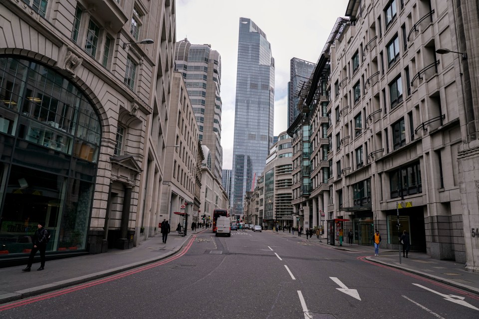  The City of London was deserted on Sunday as millions of workers are expected to stay at home today