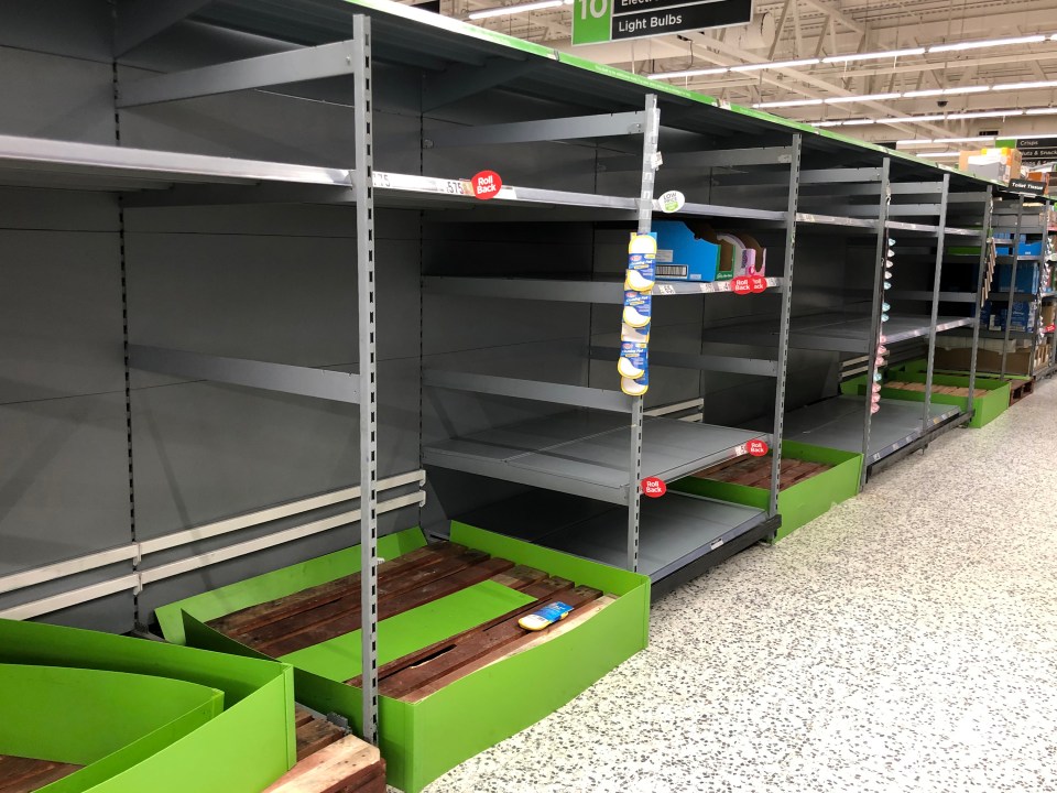  Empty loo roll shelves at Asda in Leeds