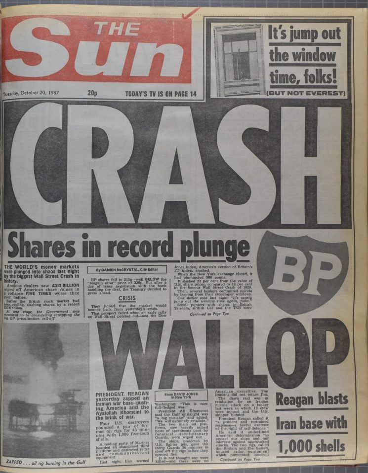  Share prices plummeted back 1987 due to a number of factors