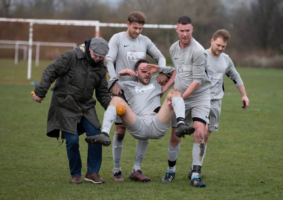  Nicky Maynard had to be carried off the pitch by his team-mates after sustaining an injury