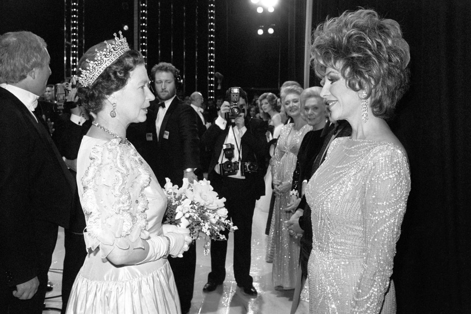  The real Queen visiting the Royal Variety Performance in 1985 - the following year