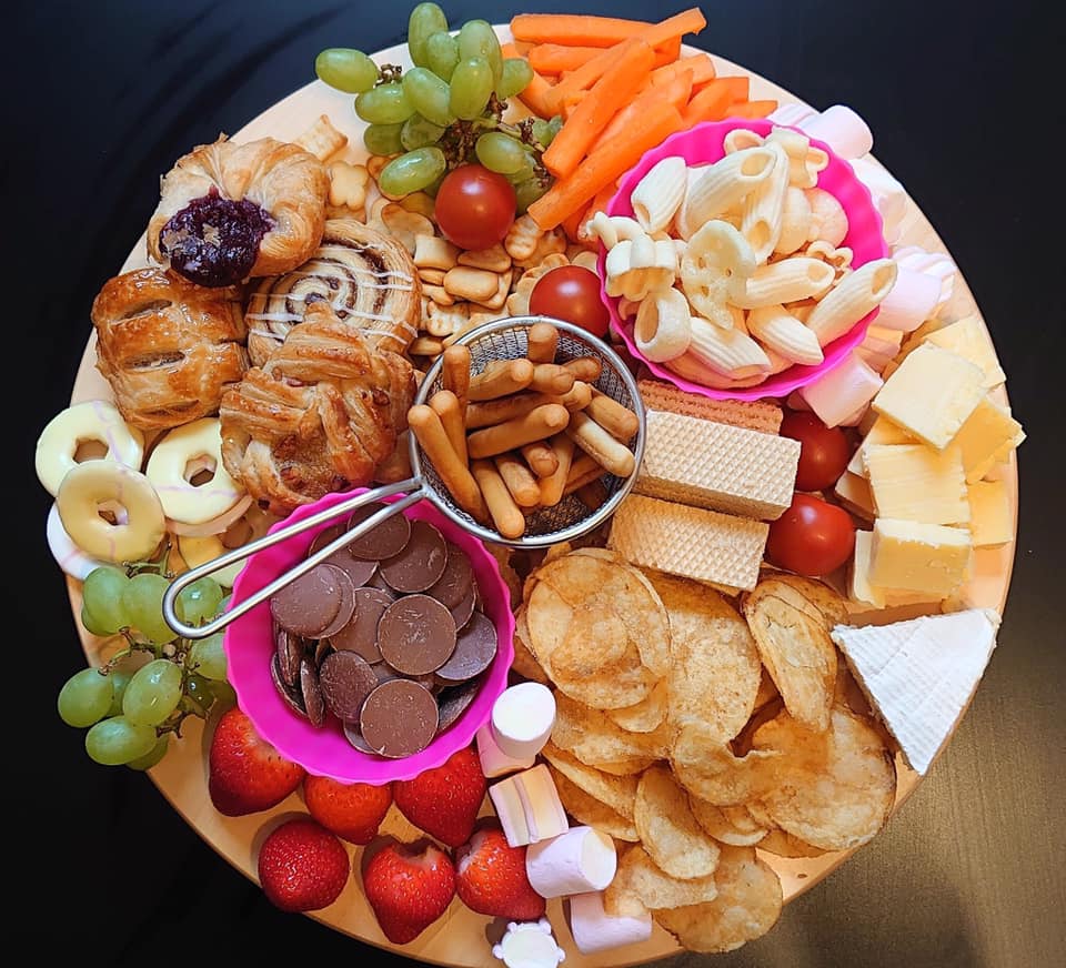 The mum made a platter using bits of food she found in the fridge and cupboards 