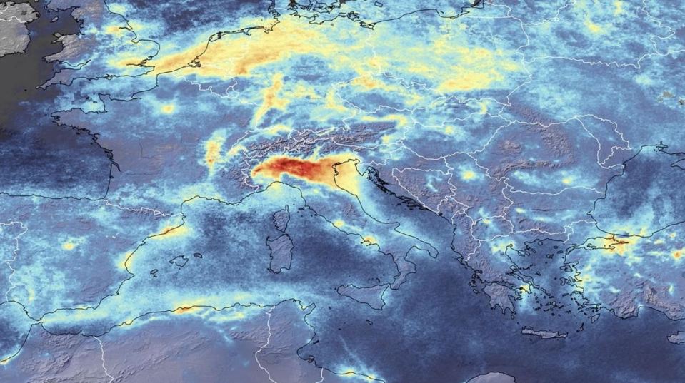 Satellite images show steep falls in nitrogen dioxide emissions in just two months after lockdowns across Europe