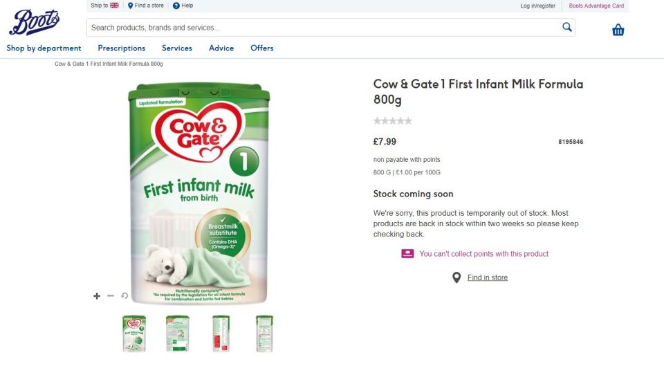  The product sells at Boots for £7.99