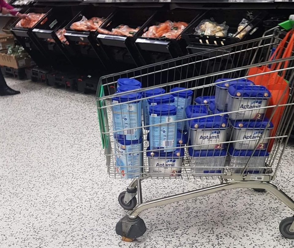  Keith Bristow snapped this picture of a trolley loaded with baby milk in Bristol