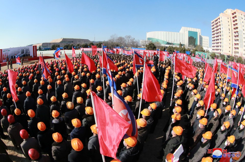  People attend a groundbreaking ceremony for the new Pyongyang General Hospital