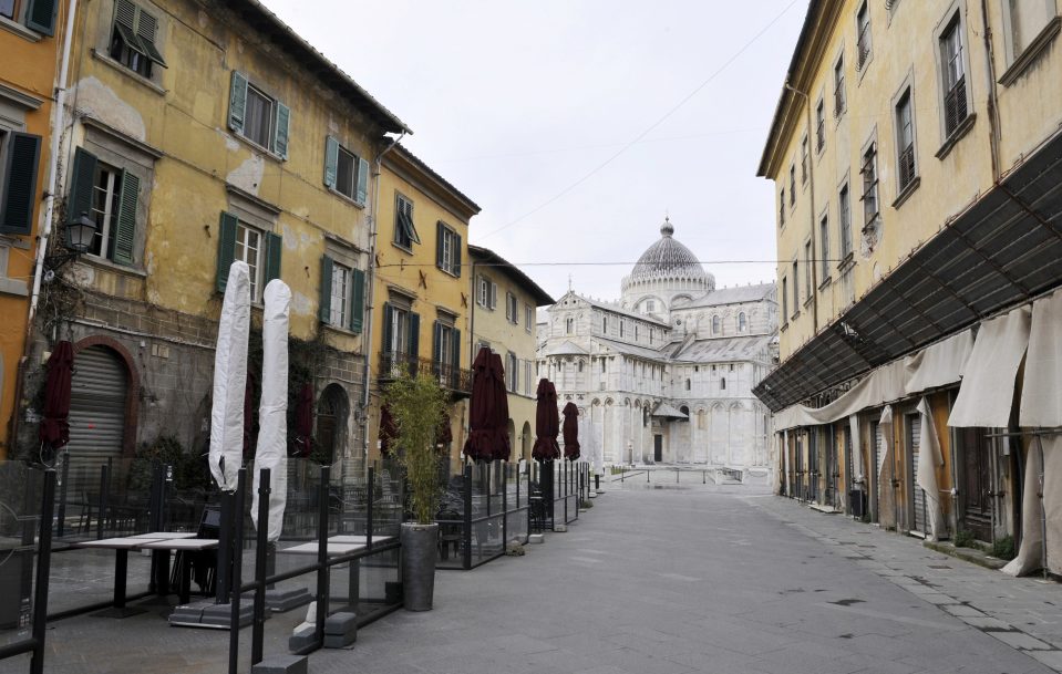  Deserted streets in Pisa, Italy which has been in lockdown as the government battles the coronavirus