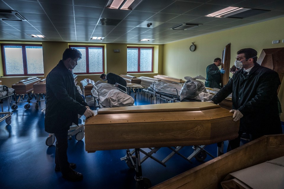  The morgue of Ponte San Pietro Hospital in the Province of Bergamo, the area worst hit by the coronavirus