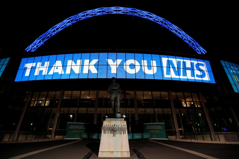  Wembley displayed a message thanking the NHS for their tireless work