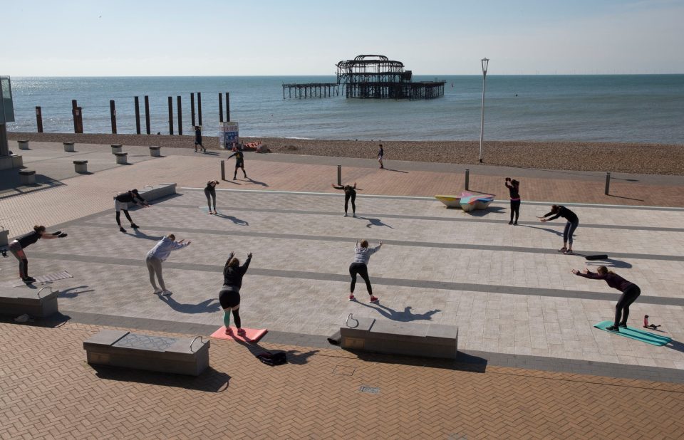  This group managed to carry out some beach yoga in Brighton, keeping well apart from each other