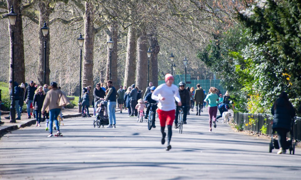  Battersea Park in south London was extremely busy on Sunday