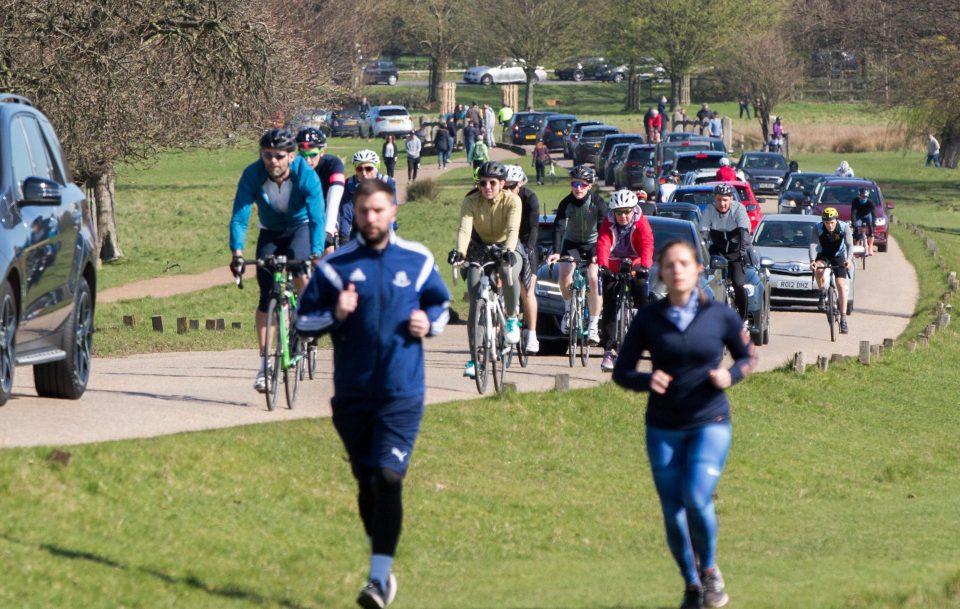  Richmond Park in London was also packed yesterday as the sun shone