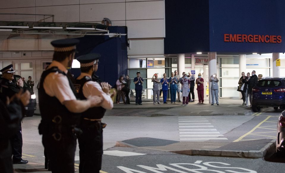  Police patrolling Royal Liverpool University Hospital show their support