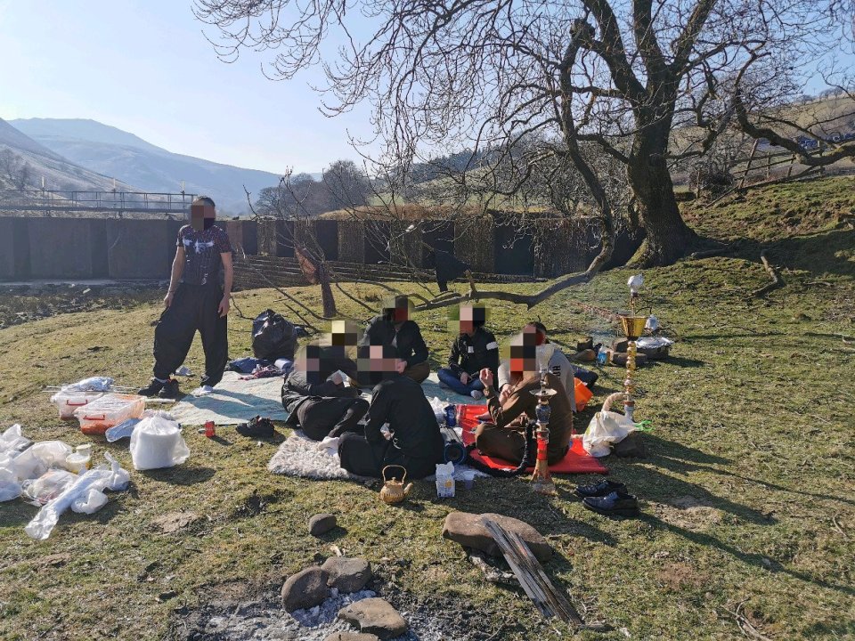 Police dispersed this group of friends who were not socially distancing in the Peak District