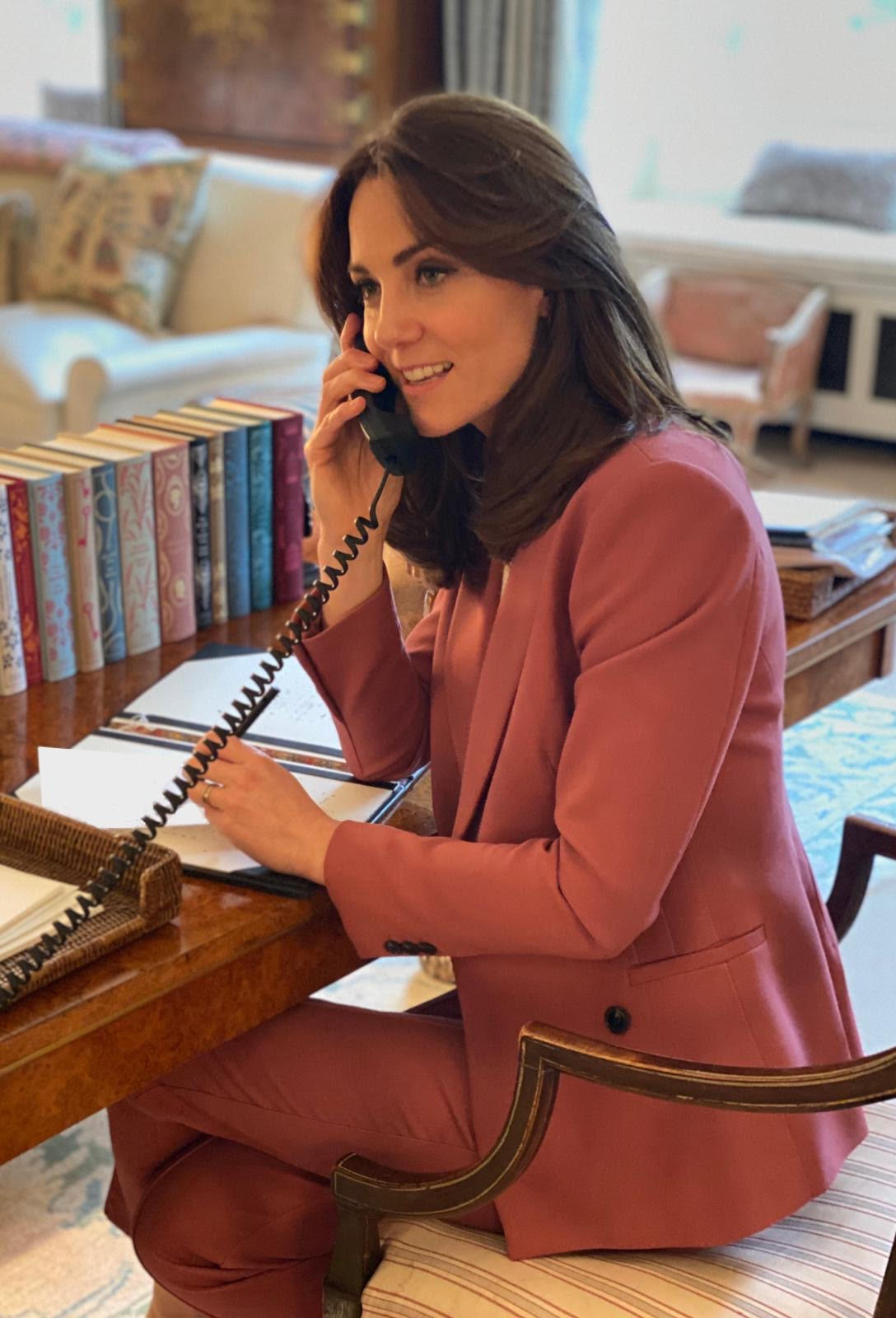 Kate previously showed off the Marks & Spencer pink suit as she spoke to Catherine Roche, the CEO of the children’s charity Place2Be over the phone on March 19. 