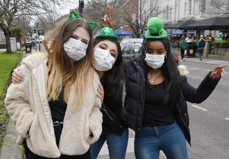  Despite warnings, drinkers headed out in groups some wearing face masks